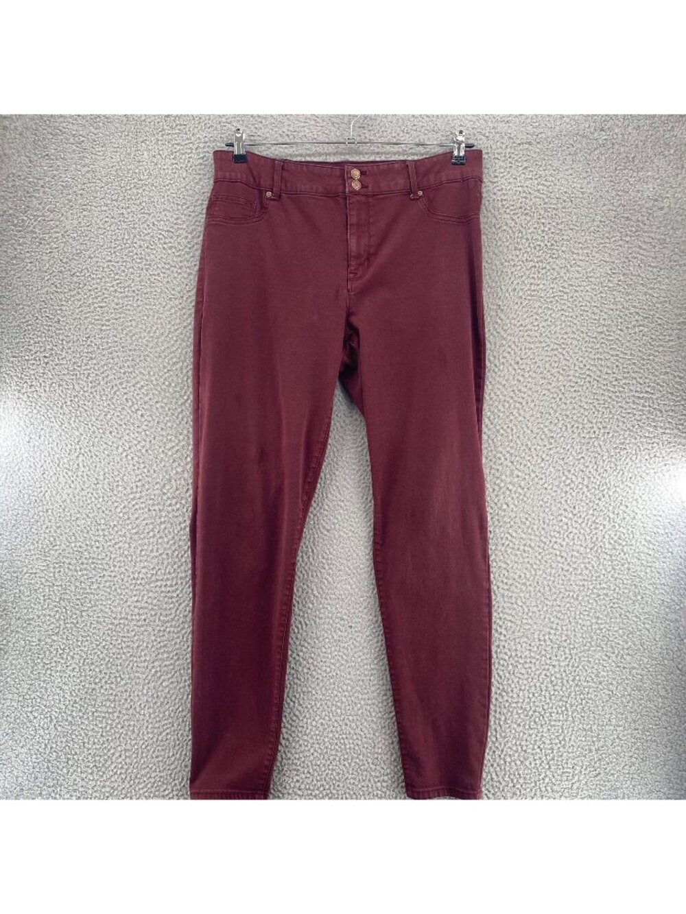 Maurices Jeans Womens Extra Large Long Burgundy High Rise Skinny Stretch Pockets